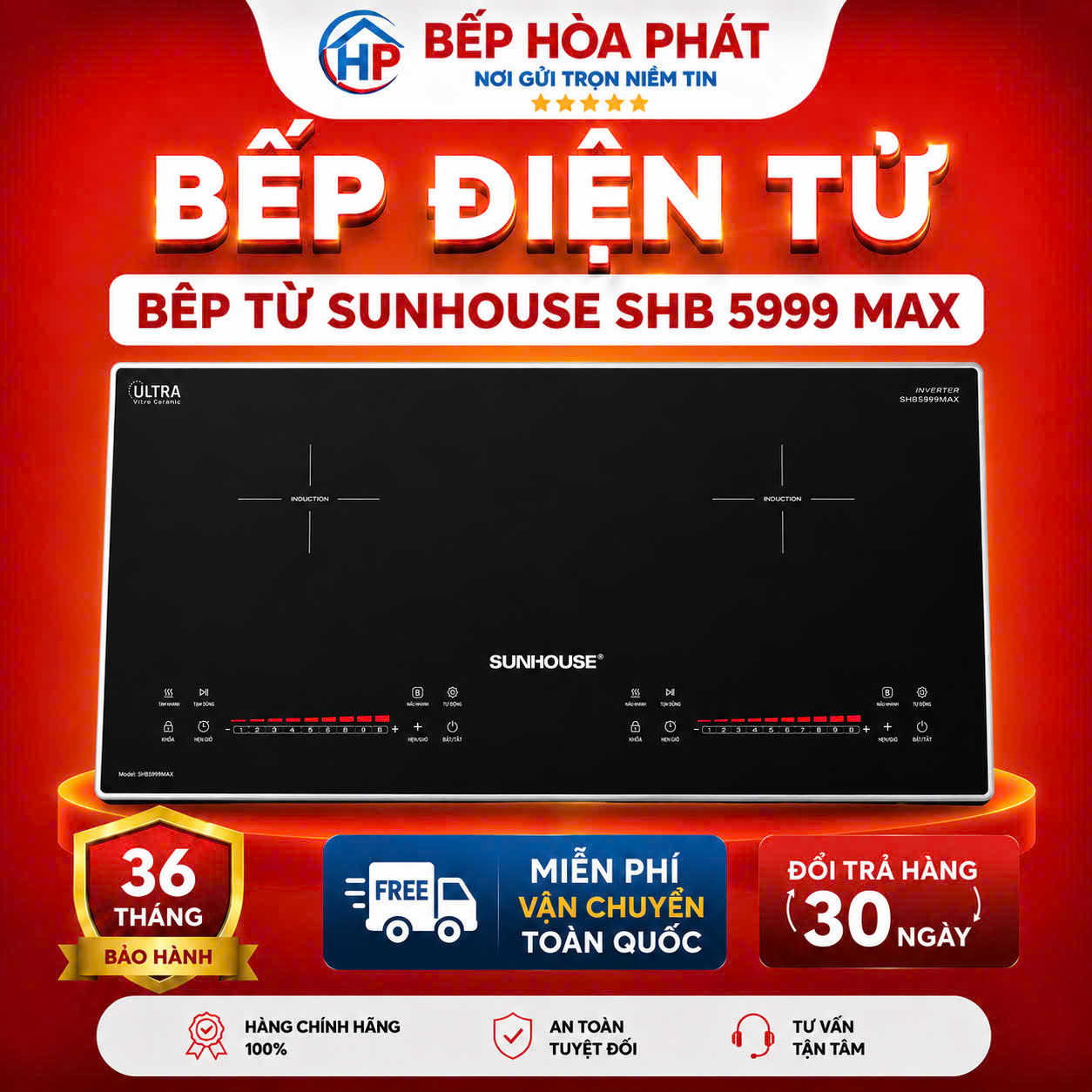 BẾP ĐÔI ĐIỆN TỪ SUNHOUSE SHB5999MAX