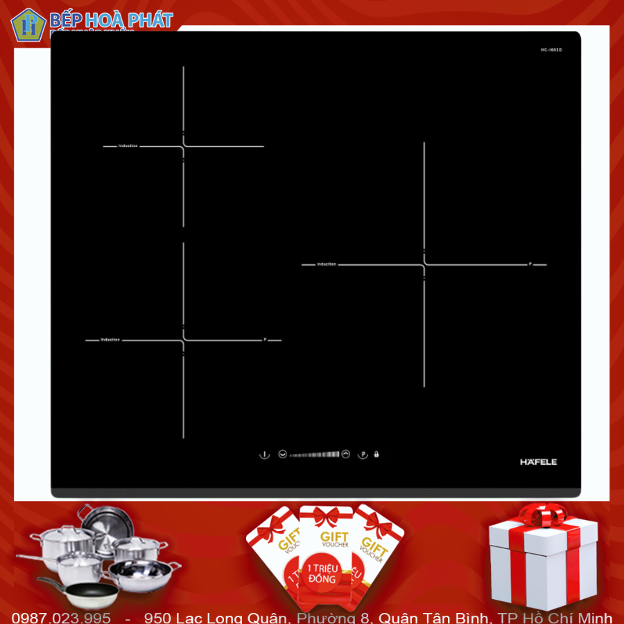 Bếp Điện Từ Hafele HC-I603D 536.61.631 3 Vùng Nấu