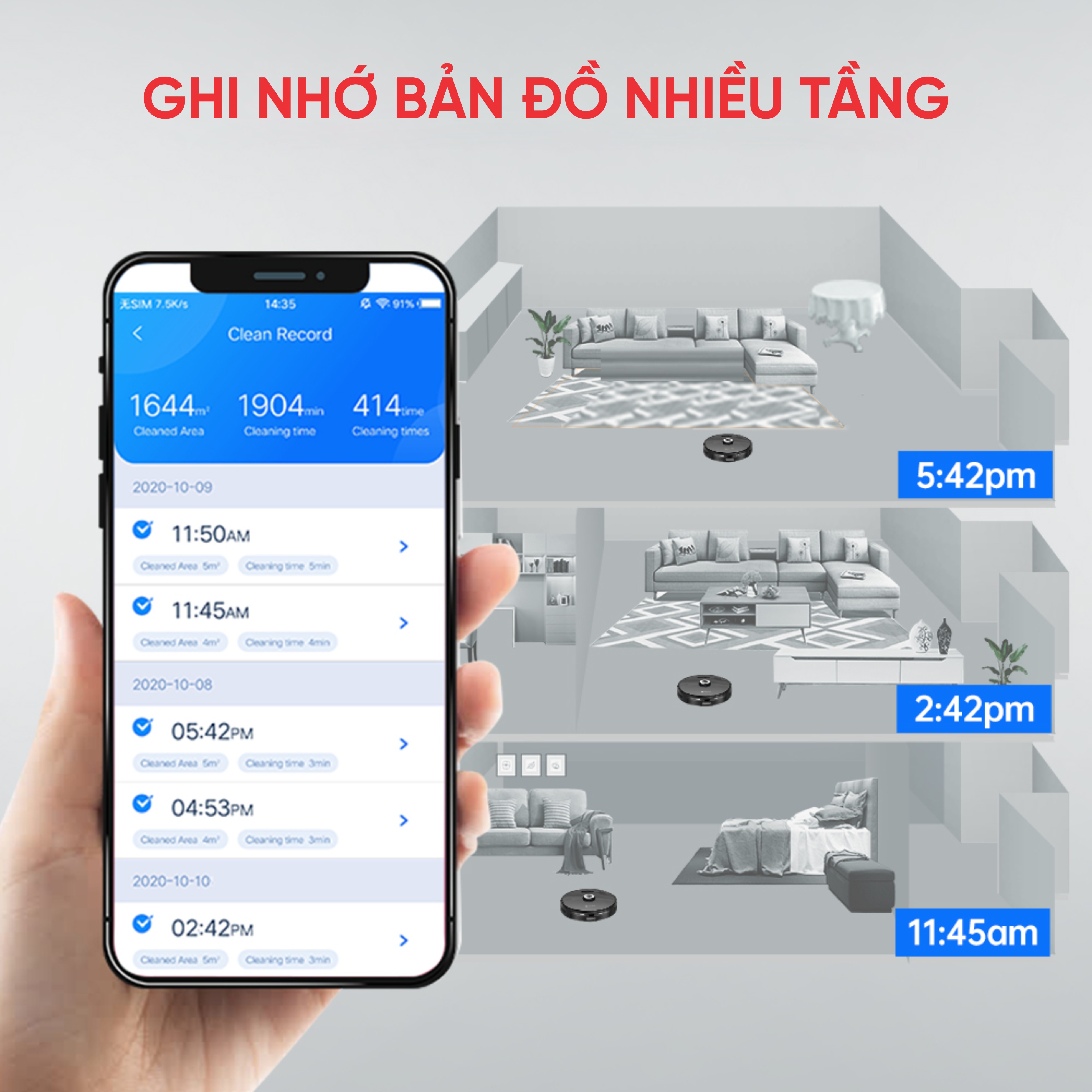 Robot hút bụi lau nhà Hubert HB-B79