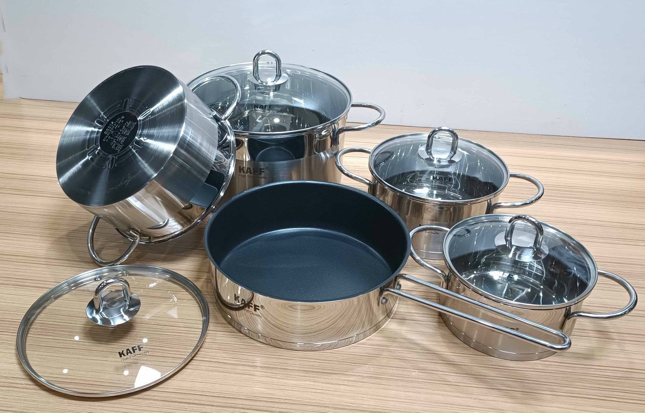 Bộ nồi cao cấp 5 món Inox 304 Kaff KF-ST09304