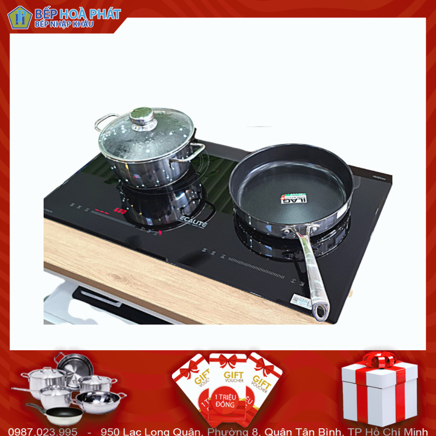 Bếp Từ 2 Vùng Nấu Ecalite EL-MK2688II