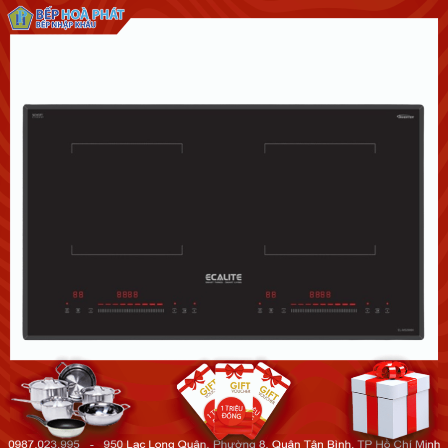 Bếp Từ 2 Vùng Nấu Ecalite EL-MS2999II