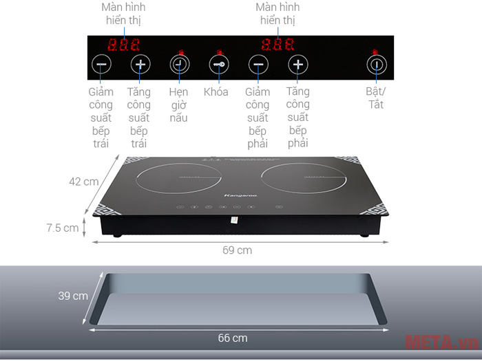 Bếp điện từ đôi Kangroo KG498N