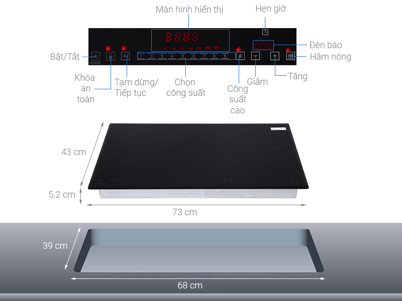 Bếp điện từ đôi Pramie PRMY 2105