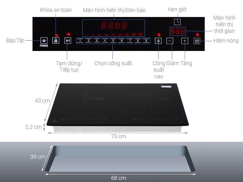 Bếp từ đôi Pramie PRMY-2208