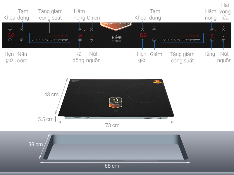 Bếp điện từ đôi Kiwa KH-1281AB