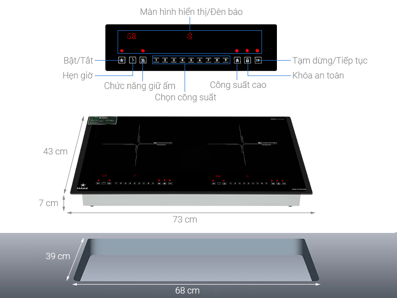 Bếp từ đôi lắp âm Pramie PRTH-A2