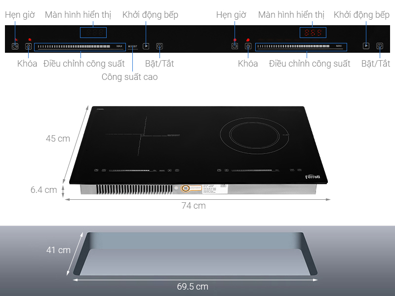 Bếp từ hồng ngoại lắp âm Ferroli IC4200DD