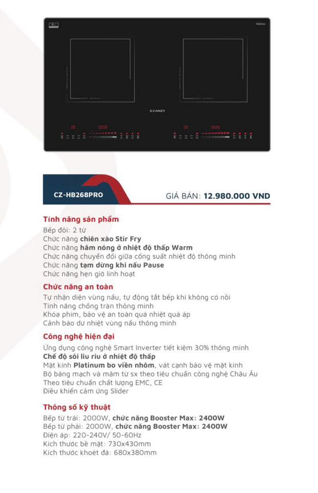Bếp từ Canzy Cz - Hb268PRO