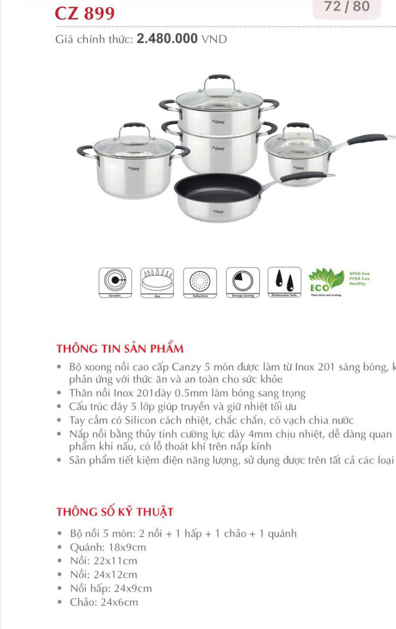 Bộ Nồi Canzy CZ-899