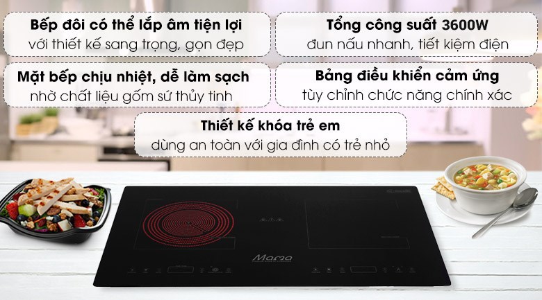 Bếp đôi điện từ hồng ngoại Sunhouse Mama MMB9100VN