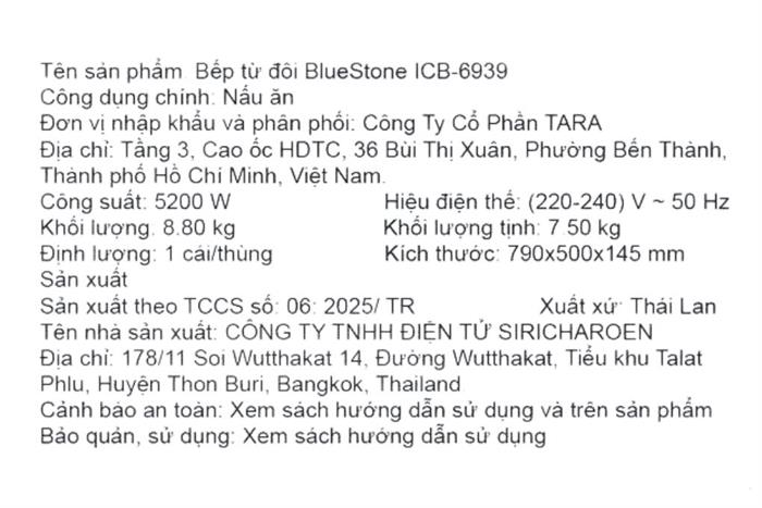 Bếp từ đôi lắp âm BlueStone ICB-6939