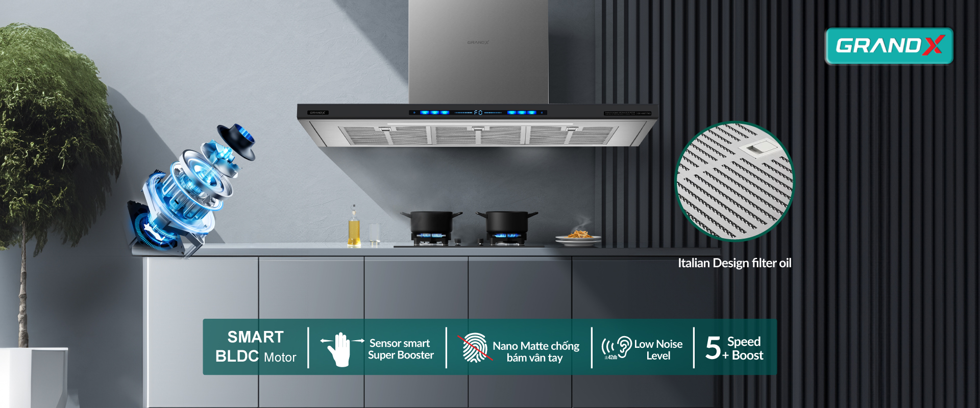 Máy hút mùi Grandx GX H70T78B / GX H70T78SB