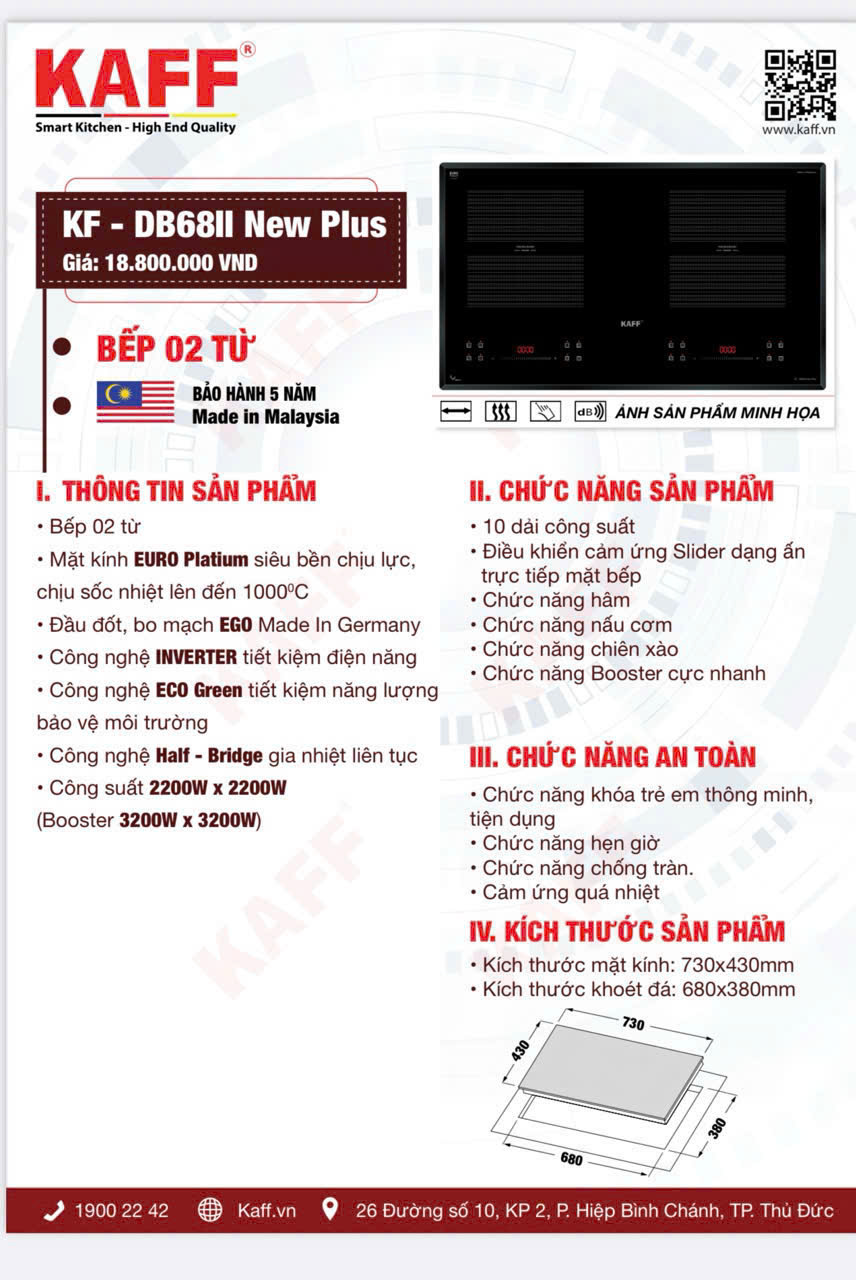 Bếp từ đôi KAFF KF DB68II New Plus