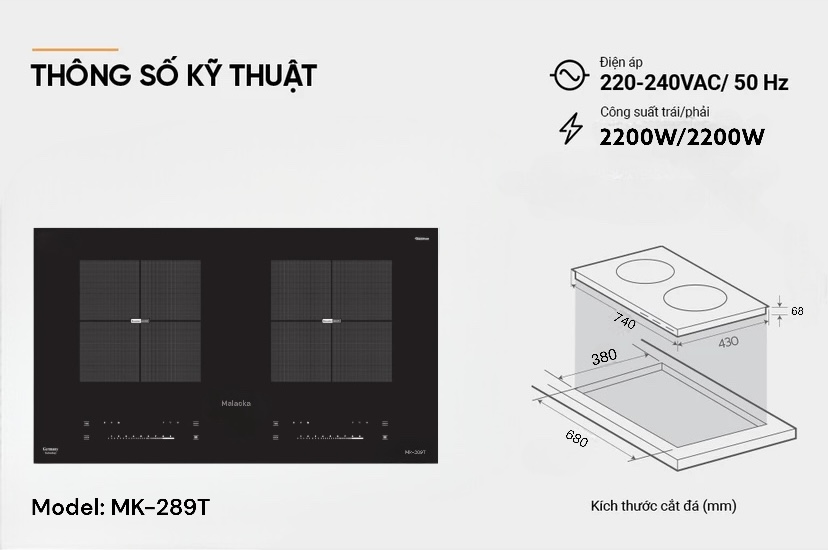 Bếp từ đôi Malacka MK-289T