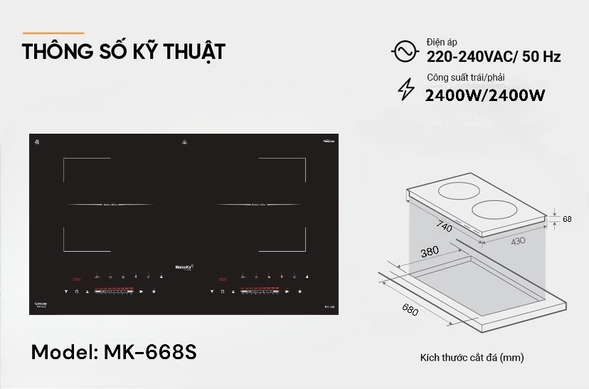Bếp từ đôi Malacka MK-668S