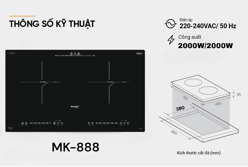 Bếp từ đôi Malacka MK-888