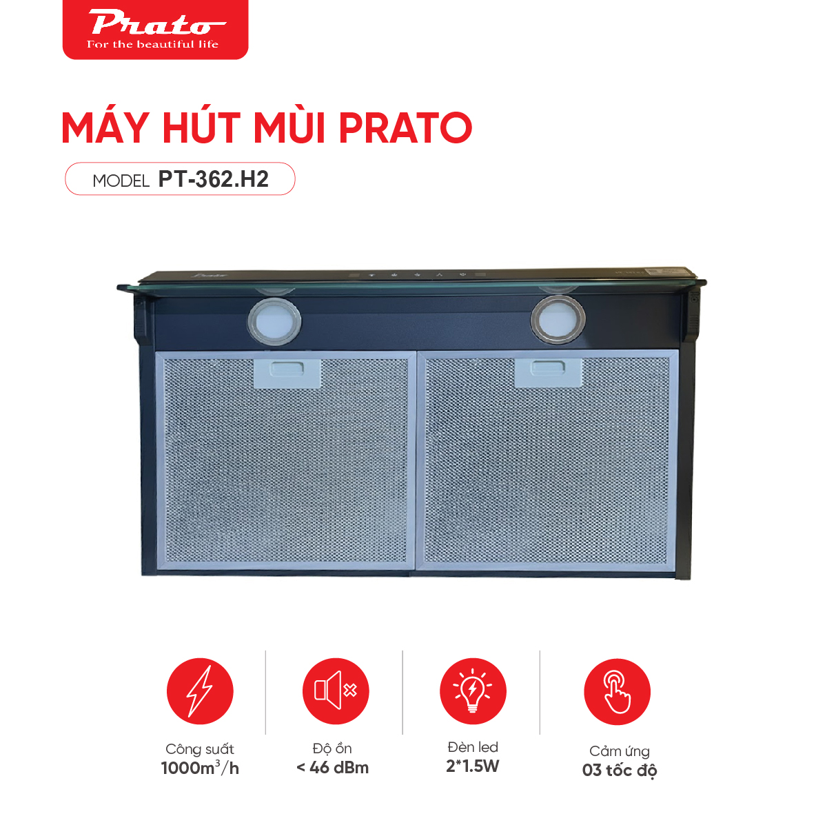 Máy hút mùi Prato model PT-362.H2