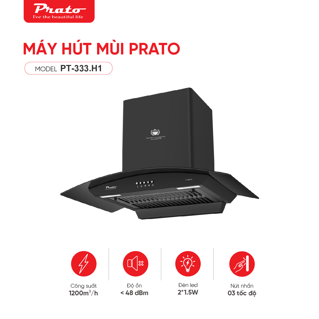 Máy hút mùi Prato Model PT-333.H1