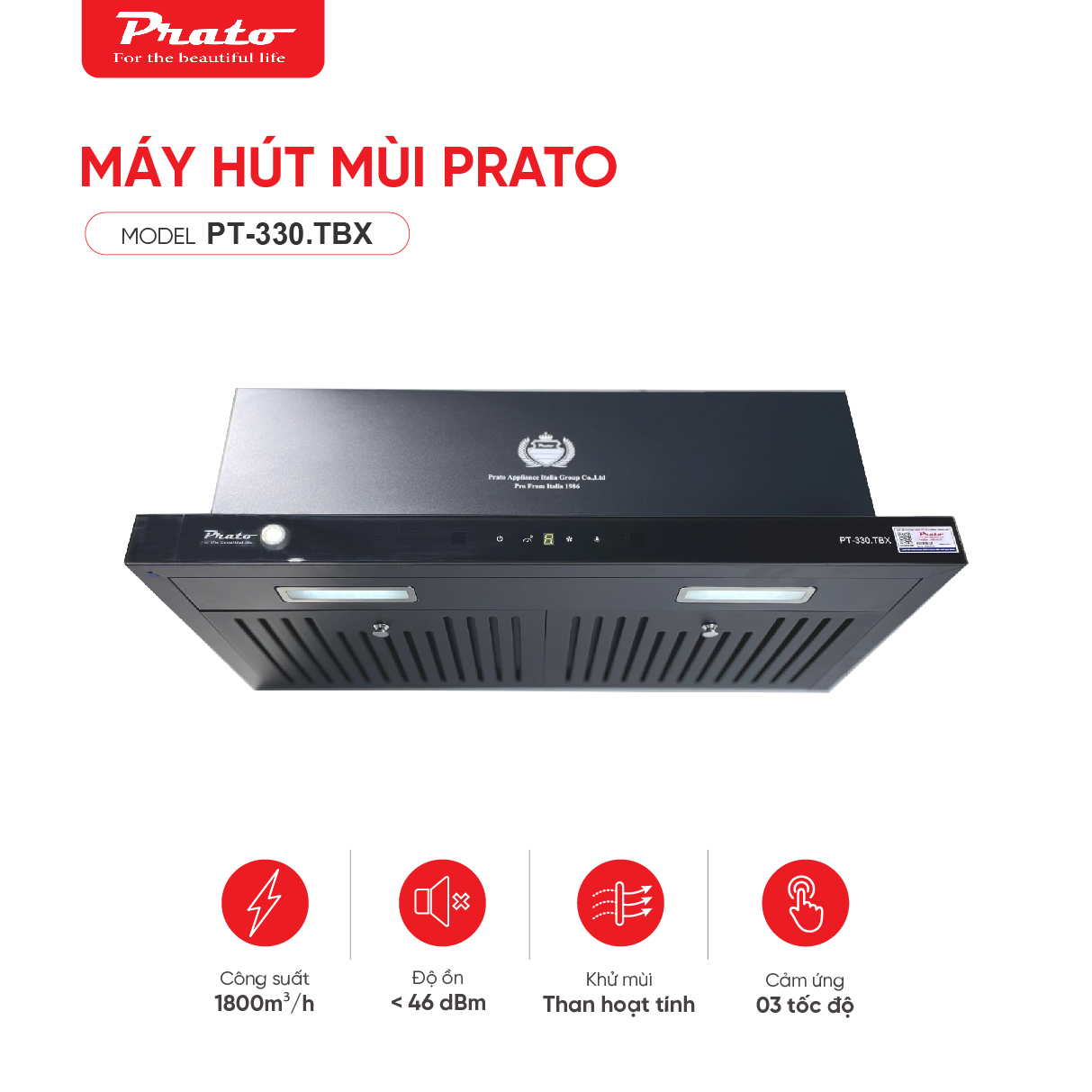 Máy hút mùi Prato Model PT-330.TBX