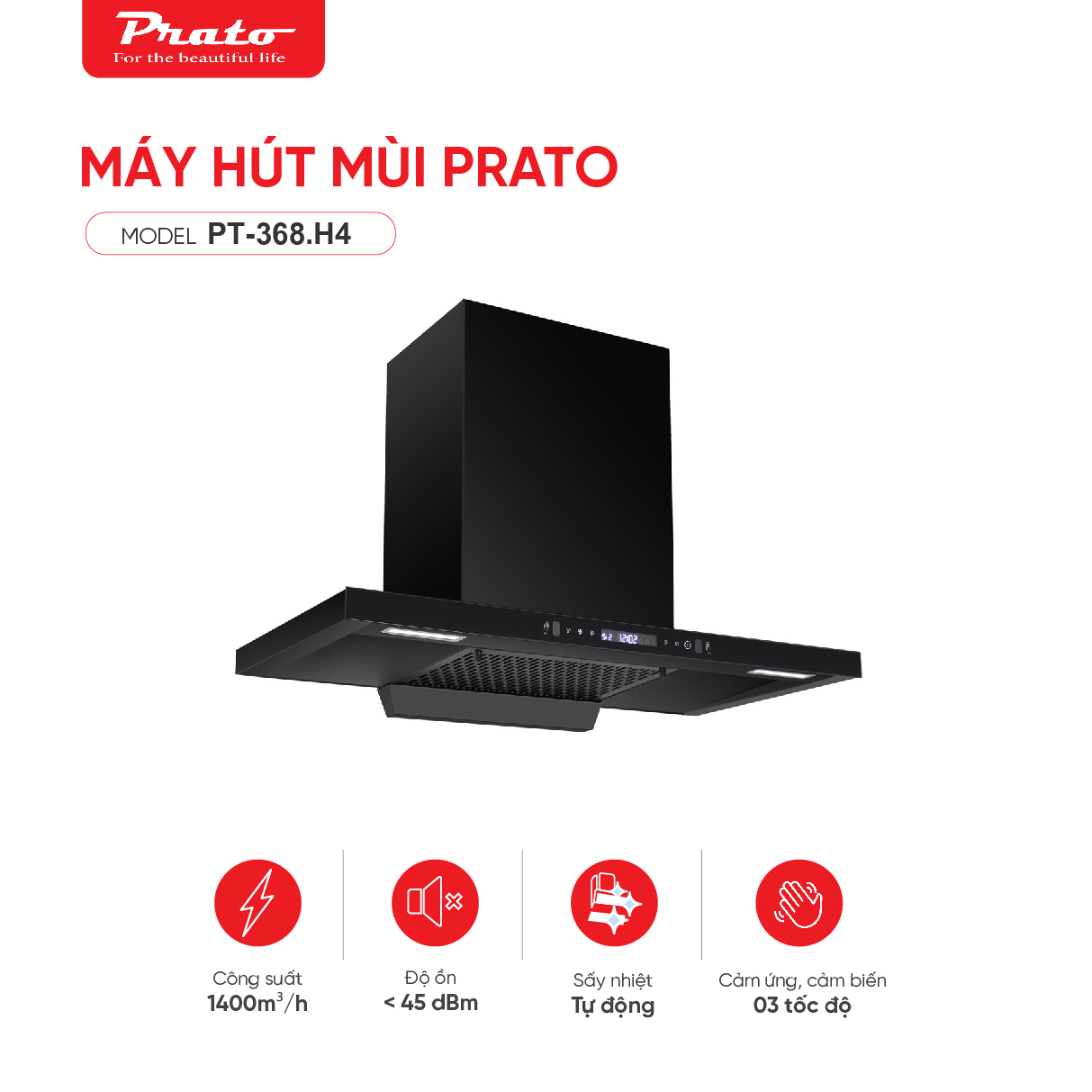 Máy hút mùi Prato Model PT-368.H4