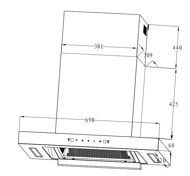 Máy hút mùi Prato chữ T Model PT-388.H1
