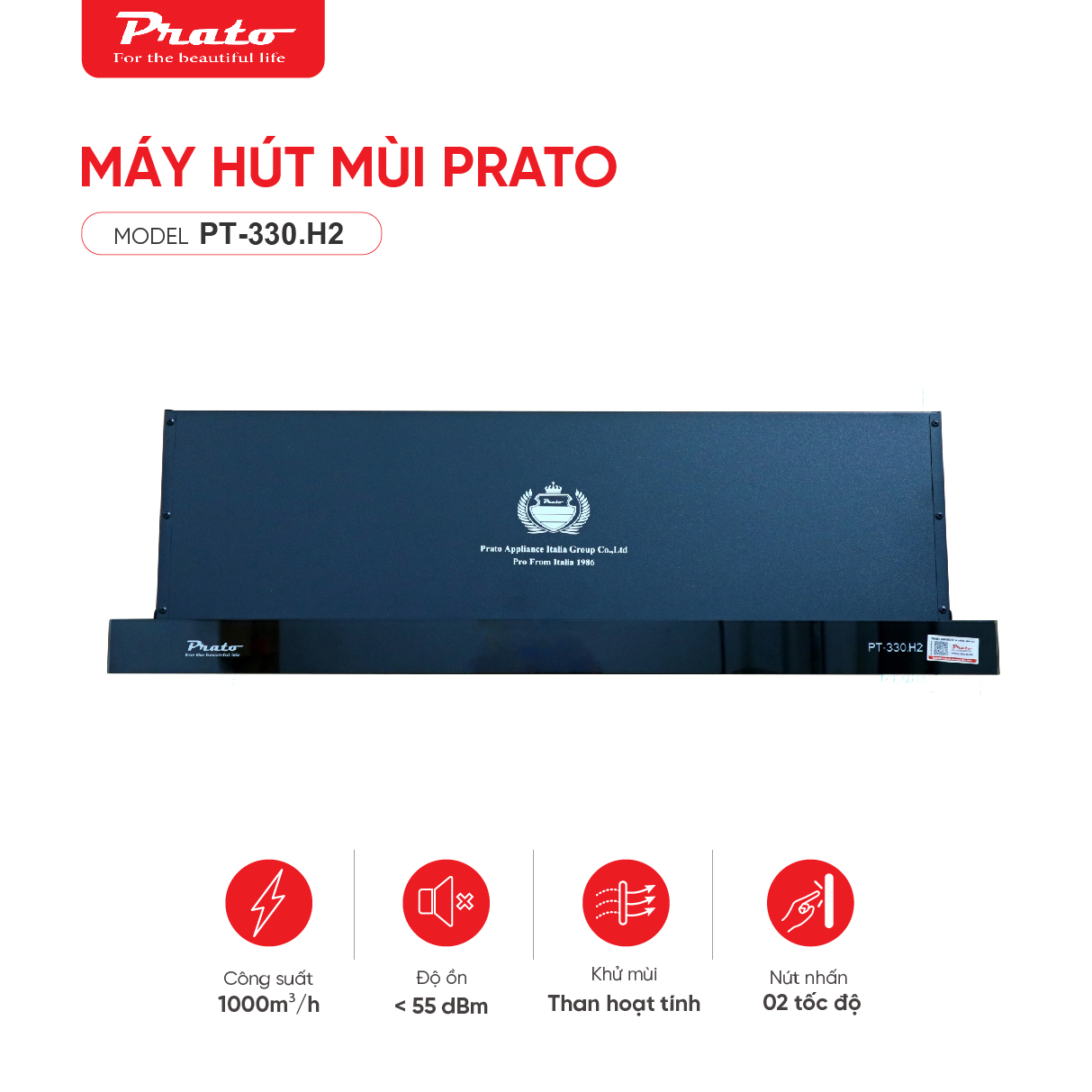 Máy hút mùi Prato Model PT-330.H2