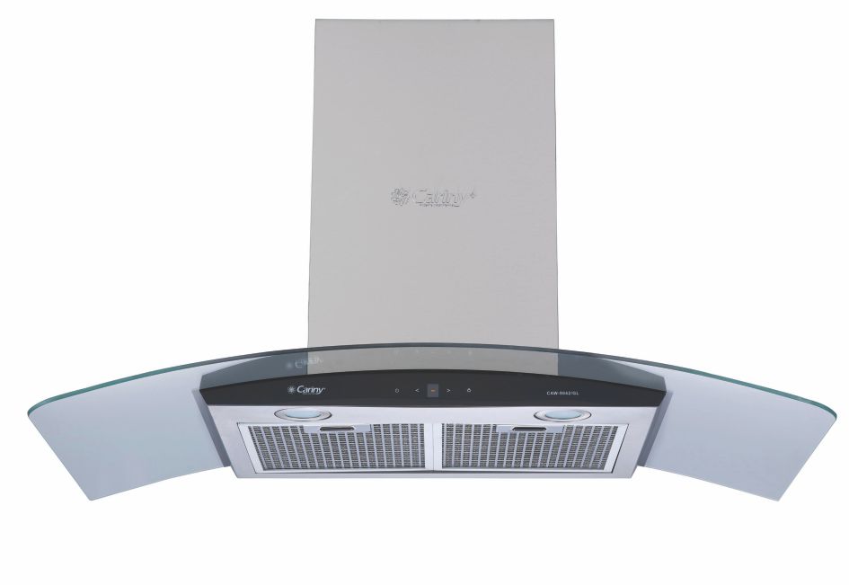 Hút mùi áp tường kính cong kích thước 900mm Cariny CAW-9042/GL