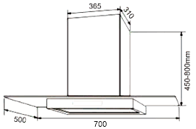 Hút mùi áp tường kính thẳng kích thước 700MM Cariny CAW-7009GS