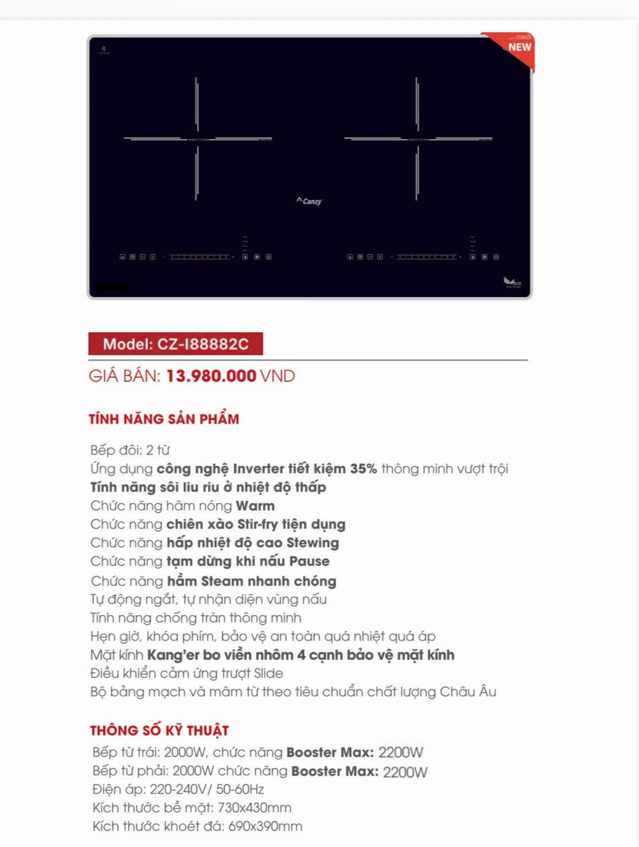 Bếp Từ Canzy CZ i88882C