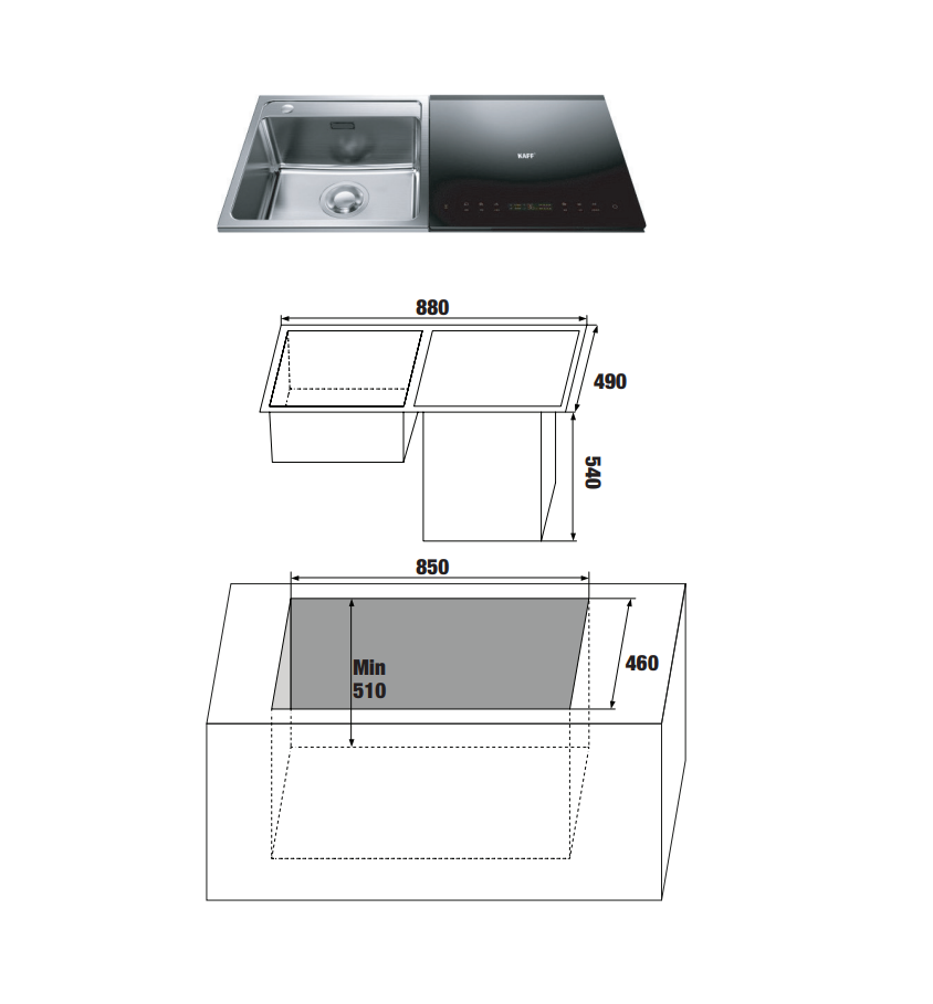 Máy rửa bát kết hợp chậu rửa KAFF KF- SWM6