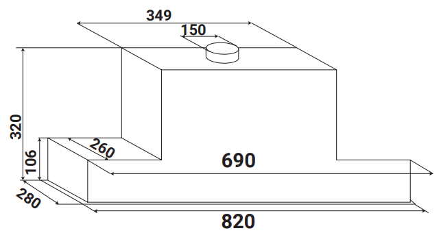 Máy hút mùi âm tủ toàn phần Kaff KF-BI80PR