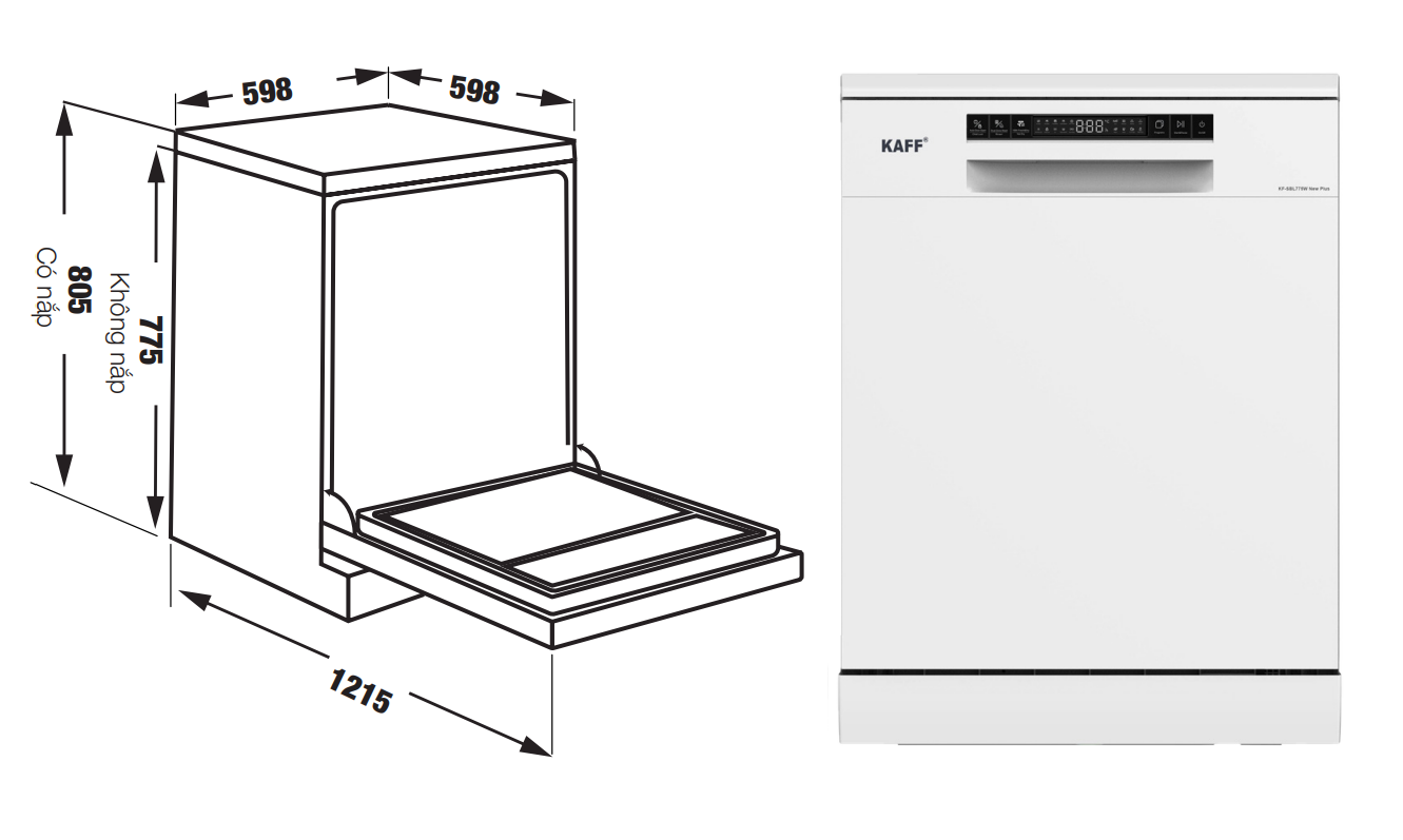 Máy rửa bát KAFF KF--SBL775W NEW PLUS