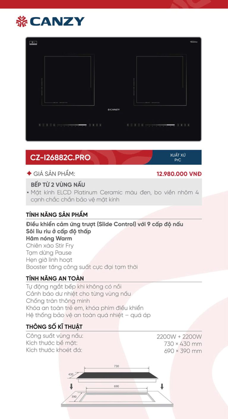 Bếp Từ Đôi CANZY CZ I26882C.PRO
