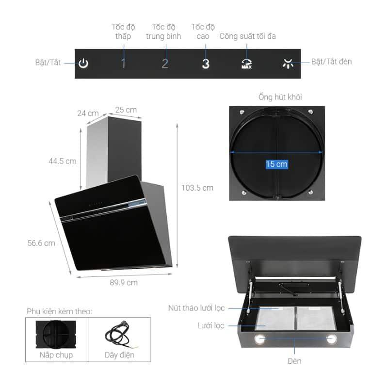Máy hút mùi gắn tường Hafele HH-WVG90B 539.89.335